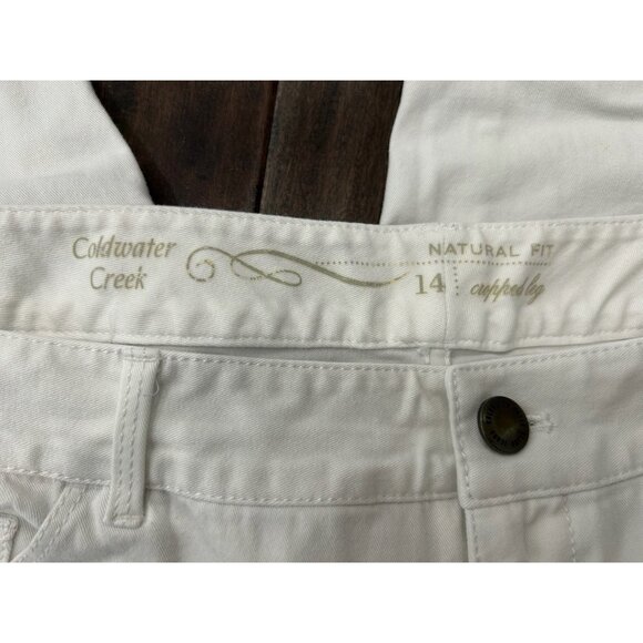 Coldwater Creek Natural Fit Crop Leg Capri Pants White Sz 14 Casual Minimalist - Picture 5 of 10